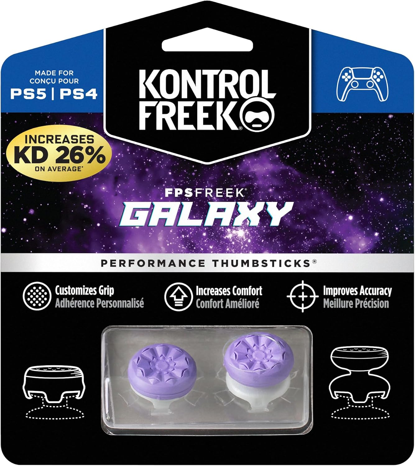 Kontrol Freek FPS Freek Galaxy Analog Performance Thumbsticks for Playstation 4/5 Game, Purple image number 2