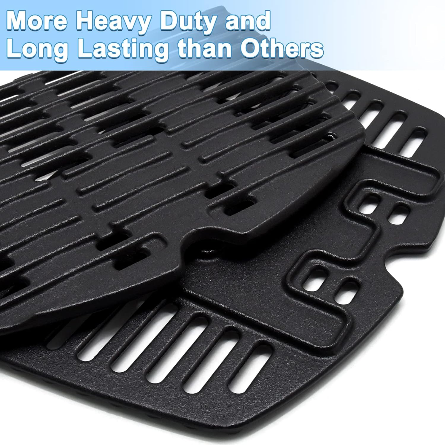 Adviace 7644 7582 Cast Iron Grill Cooking Grates Replacement for Weber Q100, Q120, Q140, Q1000, Q1200, Q1400 Grill Parts Accessories, 50060001, Weber Baby Q Gas Grill, 17 X 12.7 Inches. (2-Pack)