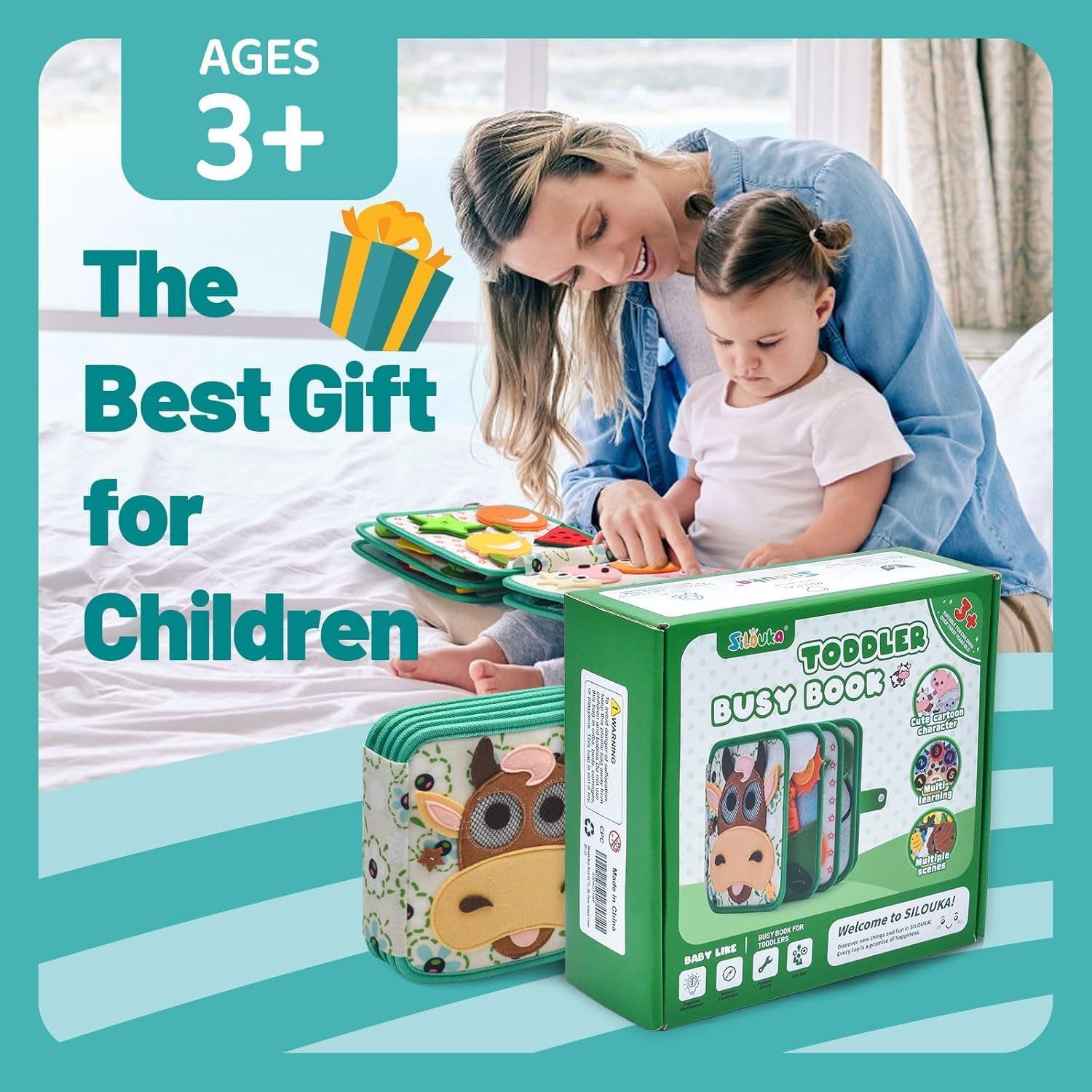 Kukelen Montessori Busy Book for Toddlers3-6, Felt Quiet Book & Busy Board for Preschool Learning, Fine Motor Skills & Sensory Play, Educational Travel Toy and Kids &ndash; Farm Animals Theme image number 1