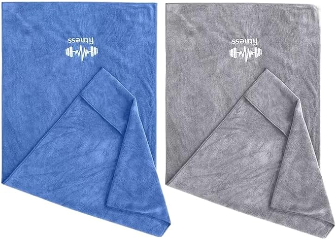 Set of 2 Sports Towels 95 X 40 Cm Microfiber Fast Drying Fitness Sweat Towels Gym Towel with Fixation Fitness Towel for the Gym with Cover Non-Slip Function Quick Dry Towel (Light Blue + Light Gray) image number 5