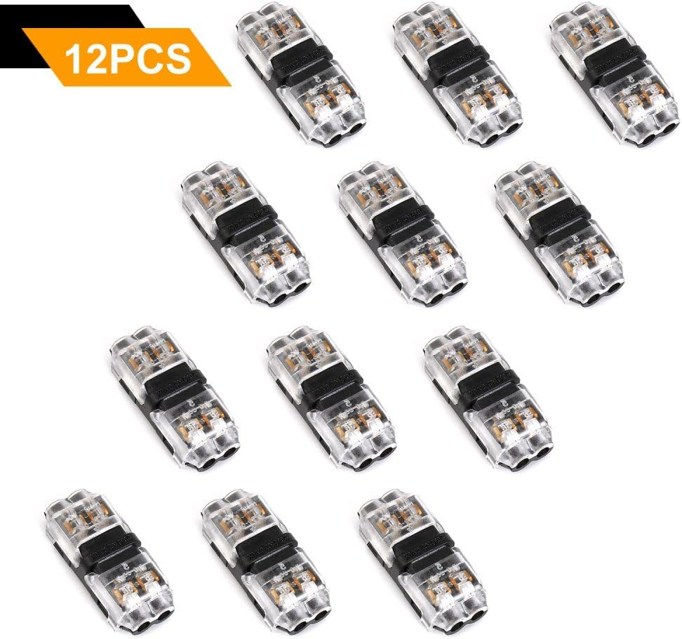 Low Voltage Wire Connectors, TYUMEN 12Pcs 2 Pin 2 Way Universal Compact Wire I Shape Terminals, No Wire-Stripping Required, Toolless Wire Connectors, Quick Splice Wire Wiring Connector for AWG 20-24 image number 5