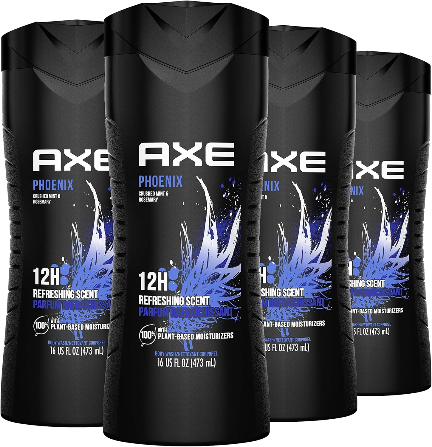 AXE Body Wash 12H Refreshing Scent Phoenix Crushed Mint & Rosemary Men'S Body Wash with 100% Plant-Based Moisturizers 16Oz 4 Pack image number 1