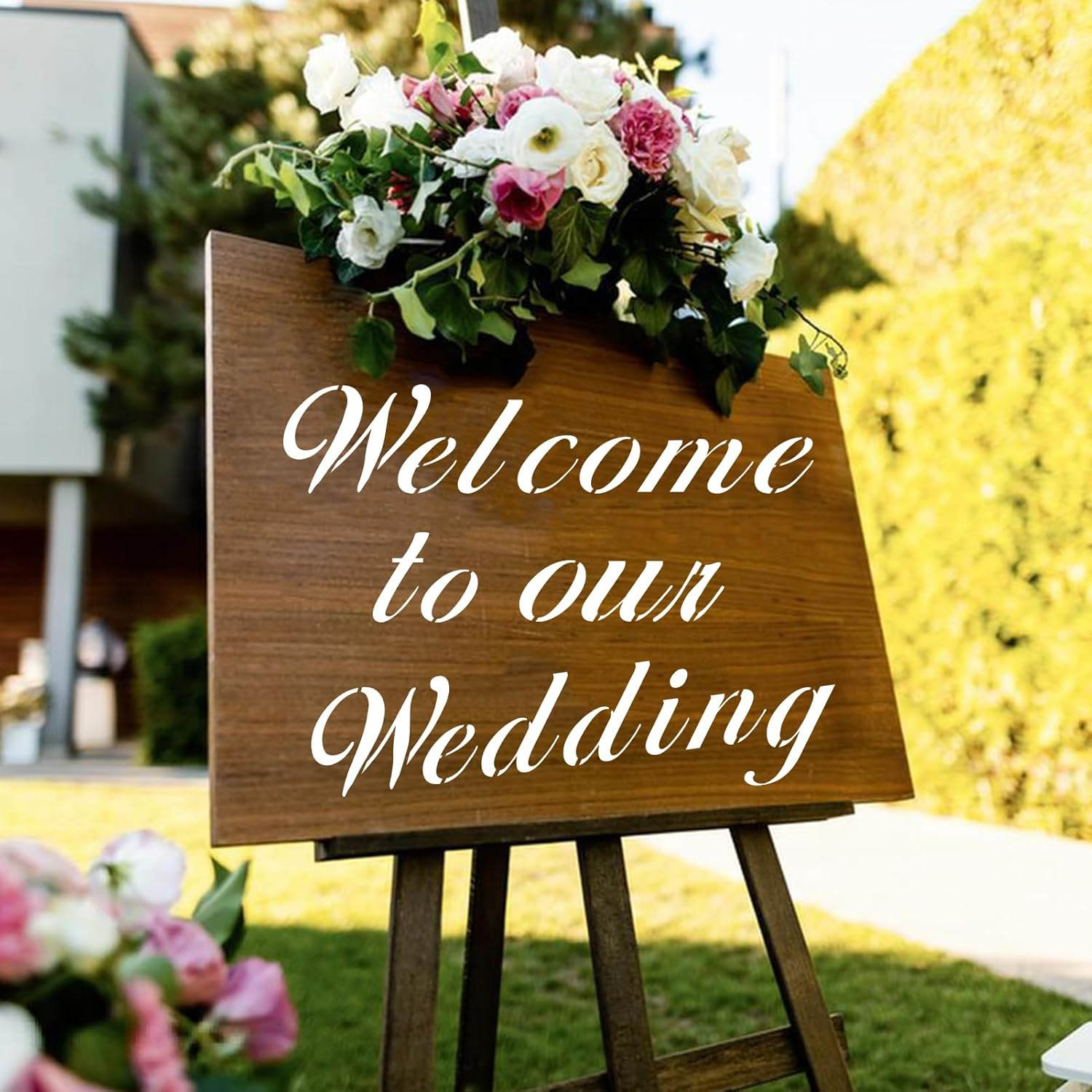 BAMIDELE Letter Stencils for Painting on Wood, 50 Pcs Calligraphy Alphabet Drawing Templates with Numbers, Signs, Flowers, Reusable Cursive Plastic Art Craft Stencils image number 6