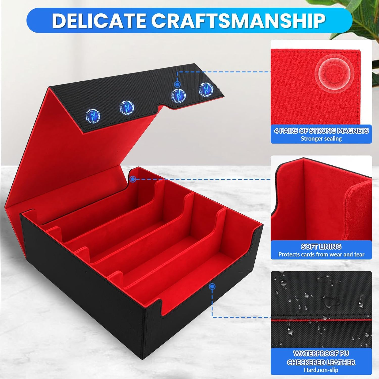 YOZOTI Card Deck Case for Trading Cards 2400+, Leather Magnetic Closure Commander Storage Box Magic Card Protectors Fit for Yugioh, MTG and Sport Cards&hellip;