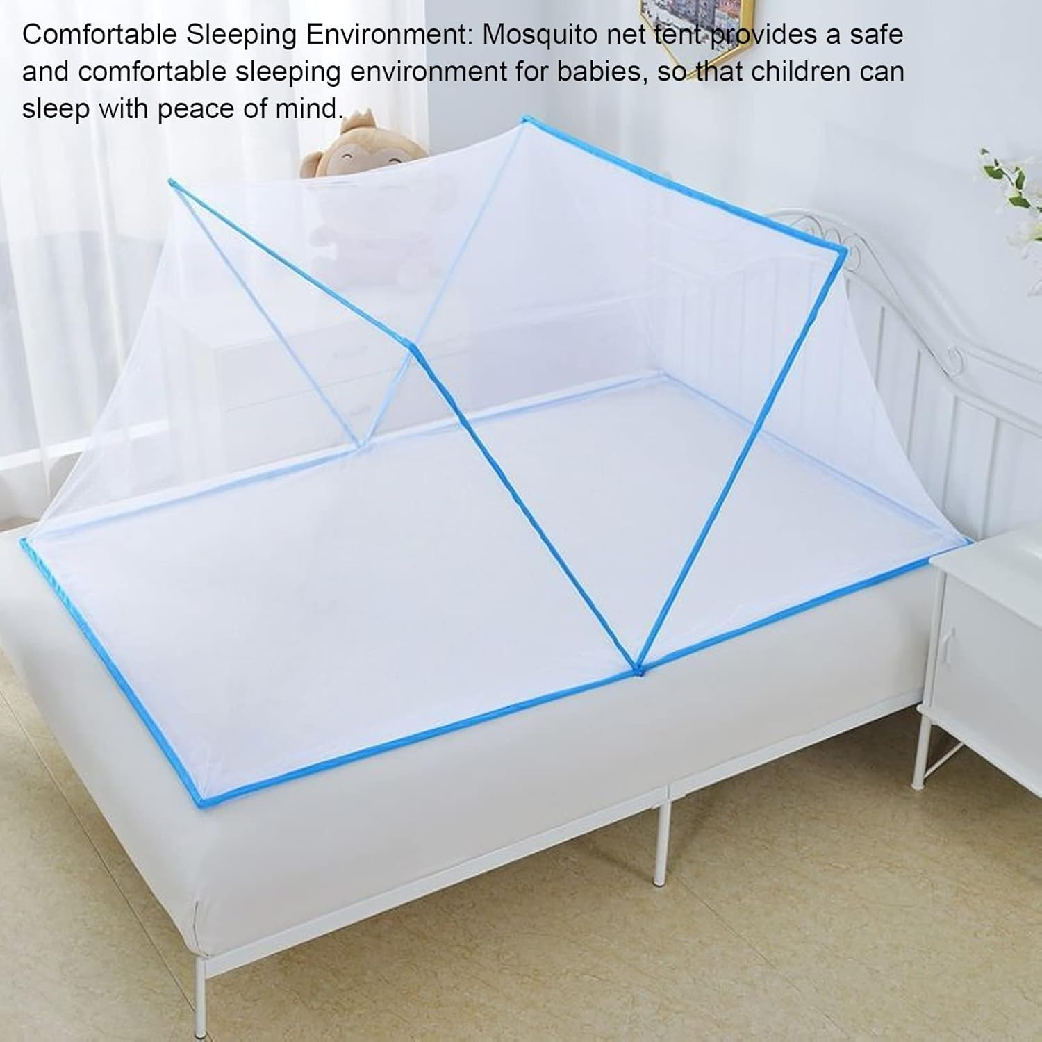 Baby Net Tent, Portable Bed Net Tent, Lightweight Foldable for Baby Kids Students, Ventilate Transparent Mesh, Keep Baby Safe and Comfortable, Easy to Carry, for Travel image number 4
