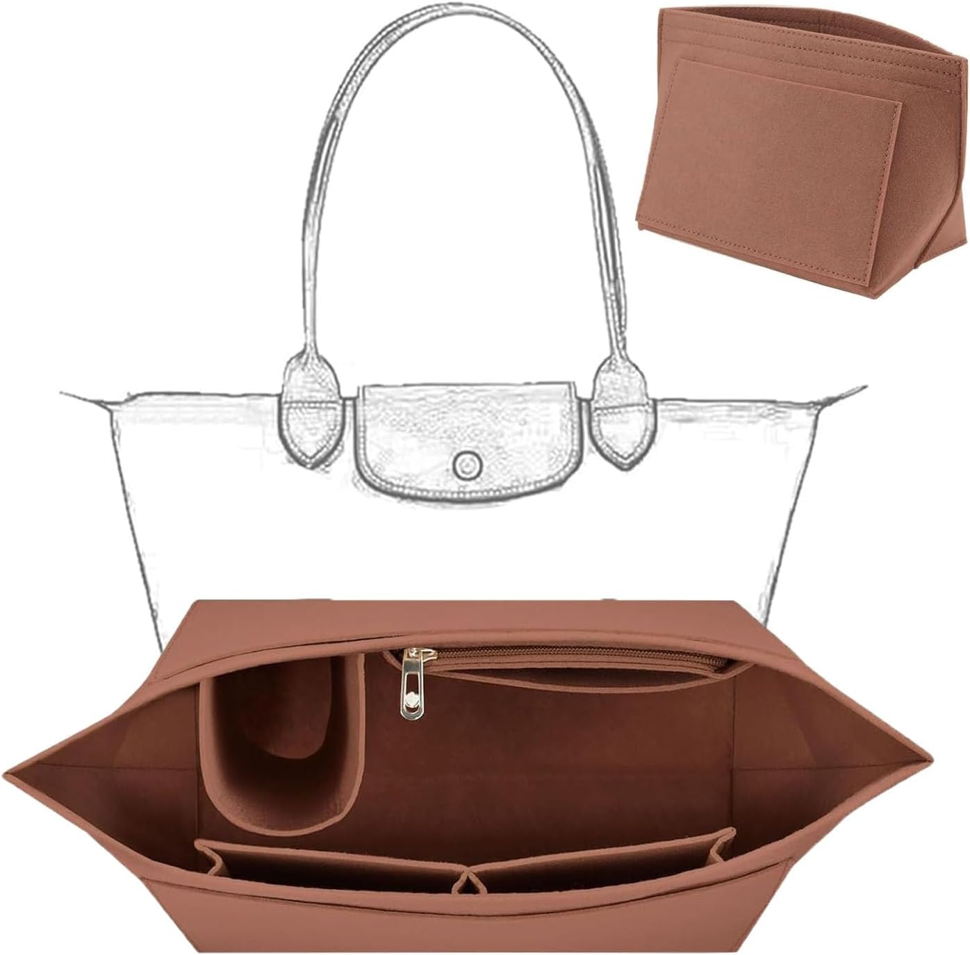 Organiser for Longchamp Bag, Bag Organiser for Longchamp, Multi-Pocket Felt Handbag, Organiser for Longchamp Pliage, Purse Organiser, Organiser for Longchamp, Organiser for Insert Wallet