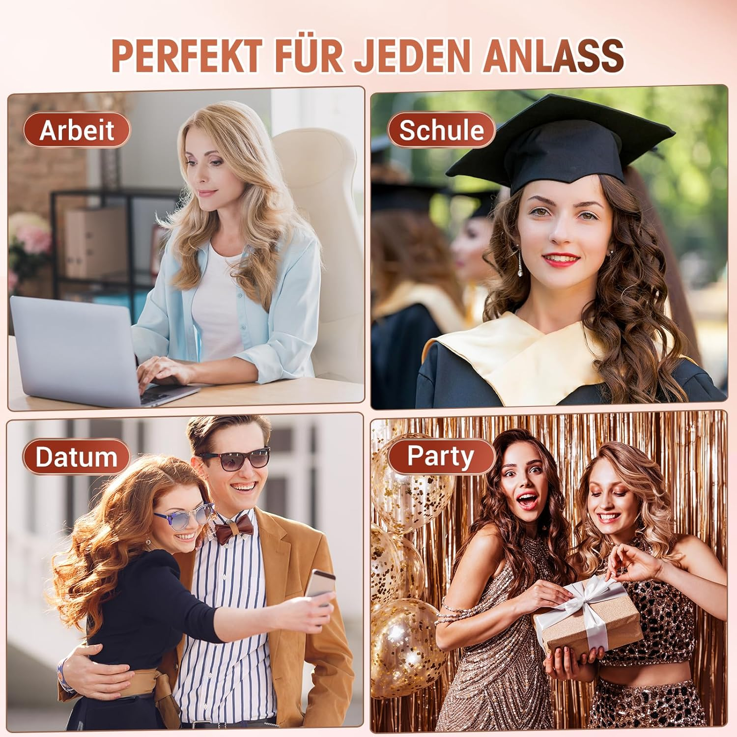 3 Barrels Beach Waves Curling Iron - Ceramic Curler 3 Wavy Head, 2 Temperatures, Fast Heating Waffle Wavy Hair, Suitable for Long and Short Hair, Pink