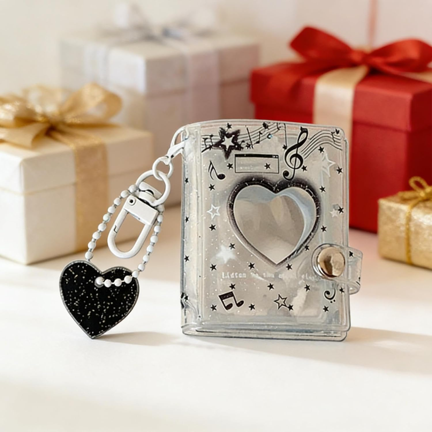 Fruusv Keychain Picture Holder,12 Pockets Double-Sided Bag Charm - 2 Inch Photos Storage Holder Keychain | for Wedding Birthday School Travel Office Luggage Backpack Wallet Handbag Kids Adults - Black image number 5