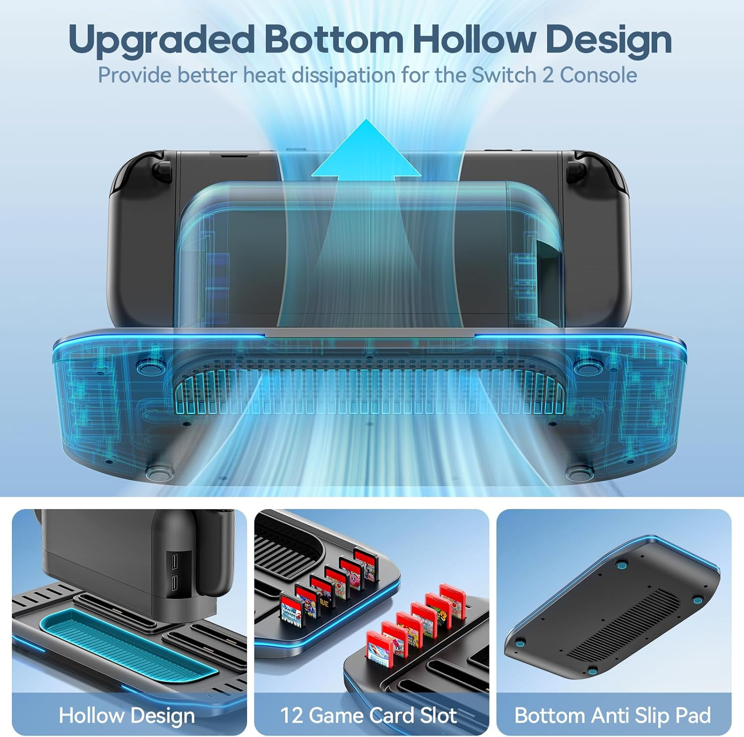 Kosker Switch 2 Joycon Charger with Universal Charging for Left & Right Nintendo Switch 2 Joy Con (2025), 4 in 1 Switch 2 Controller Charger Dock with 12 Game Card Slots & Indicator image number 6