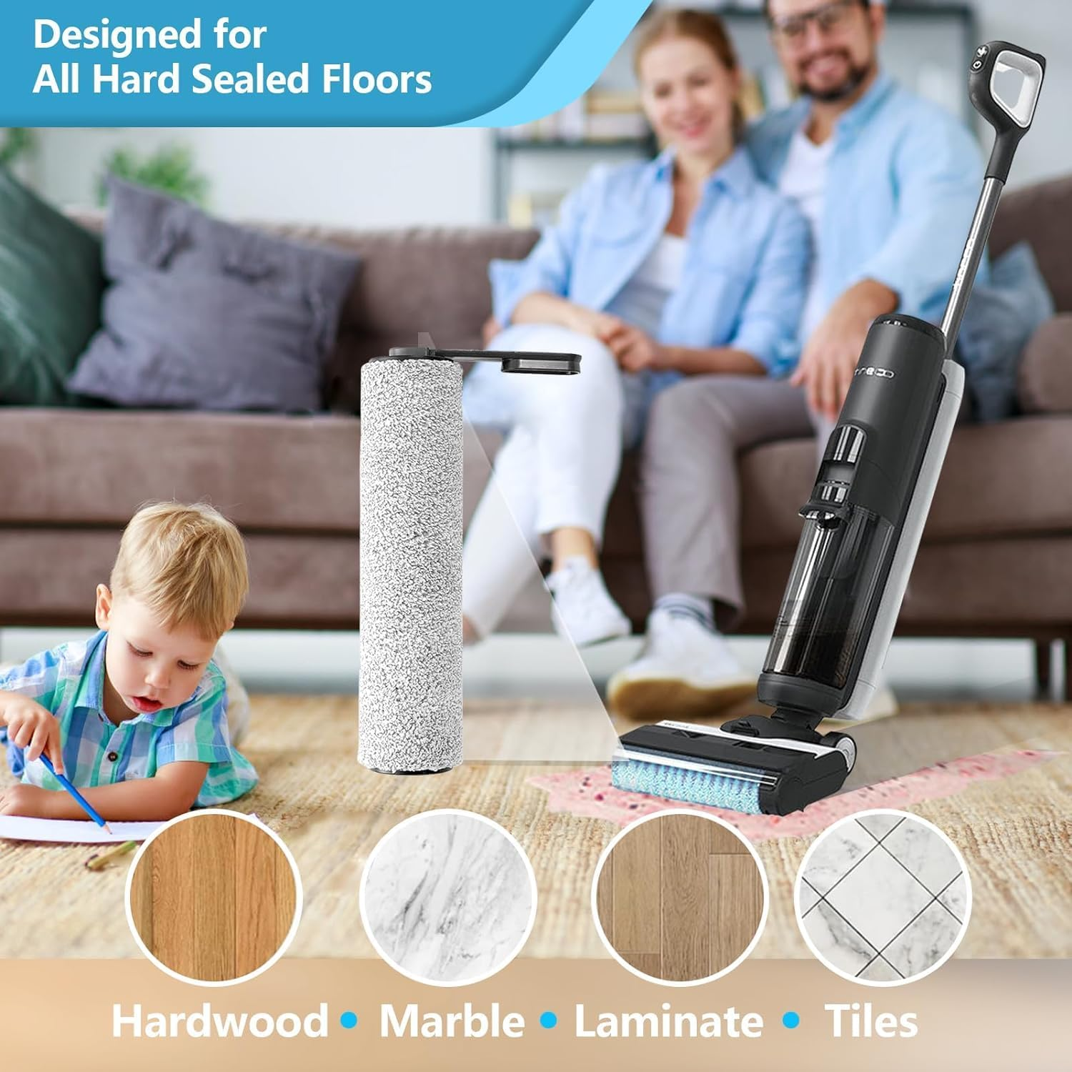 Ifloor5 Roller Brush Replacement for Tineco Ifloor 5 and Floor One S5 Cordless Wet Dry Vacuum Cleaner Including 3 Pack Vacuum HEPA Filters - S3 image number 3