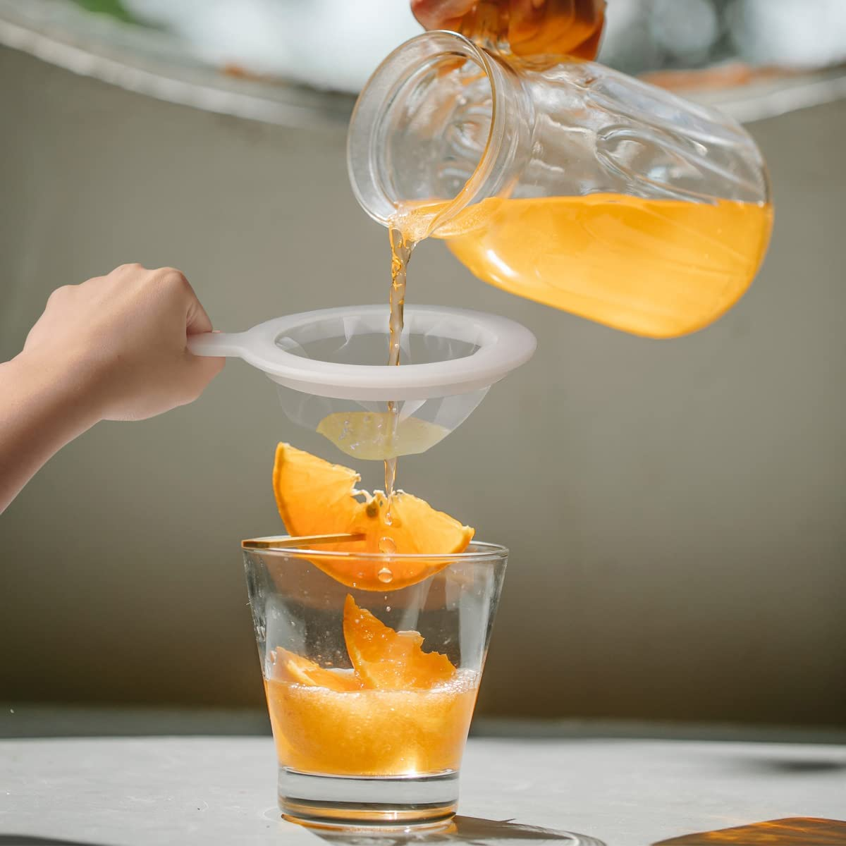 200 Mesh Food Filter Strainer, Reusable Fine Mesh Strainer, Nylon Mesh Sieve Plastic Food Strainer with Handle, Ideal for Filtering Coffee, Juice, Oils, Soy Milk image number 2