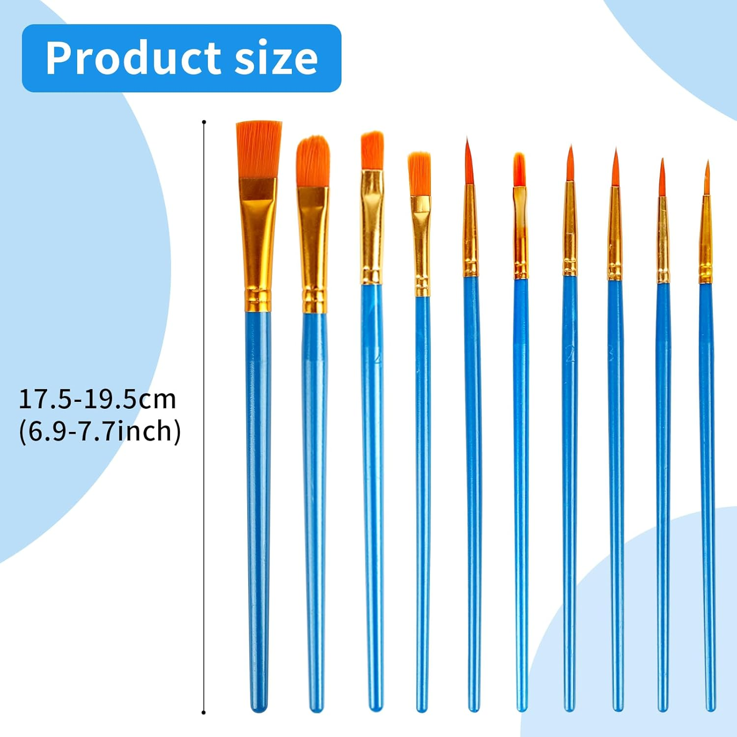 Paint Brushes Set, 2 Pack 20 Pcs round Pointed Tip Nylon Hair Acrylic Paint Set, Oil Watercolor Brushes for Face Painting, Canvas, Rock Painting, for Beginners and Artists, Blue image number 1