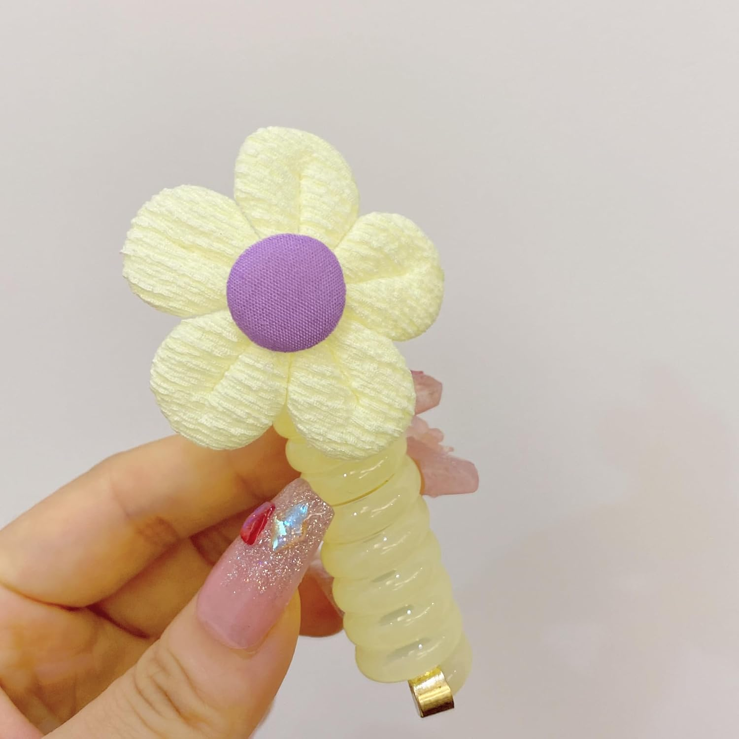 Colorful Flower Braided Phone Cord Hair Bands, 10Pcs Colorful Telephone Wire Hair Band Phone Cord Hair Bands,Colorful Telephone Wire Hair Band Spiral Hair Bands,Colorful Telephone Wire Hair Bands