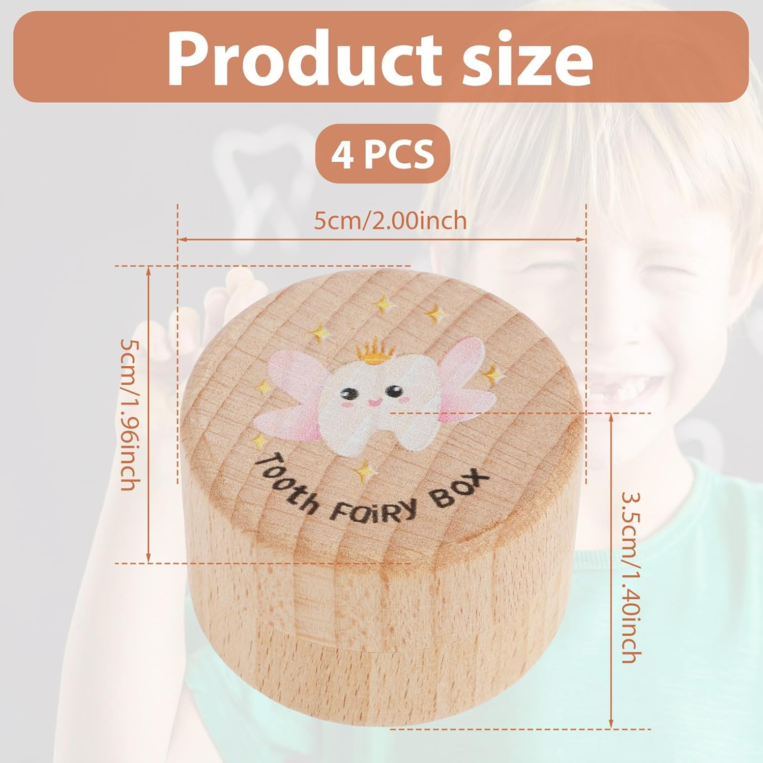4 Pcs Tooth Fairy Box, Wood Baby Tooth Box, Cute Tooth Keepsake Box, Tooth Storage Box, Kids Tooth Saver Container Box for Dropped Teeth Storage, Exquisite Teeth Box for Little Boys Girls Toddlers image number 3