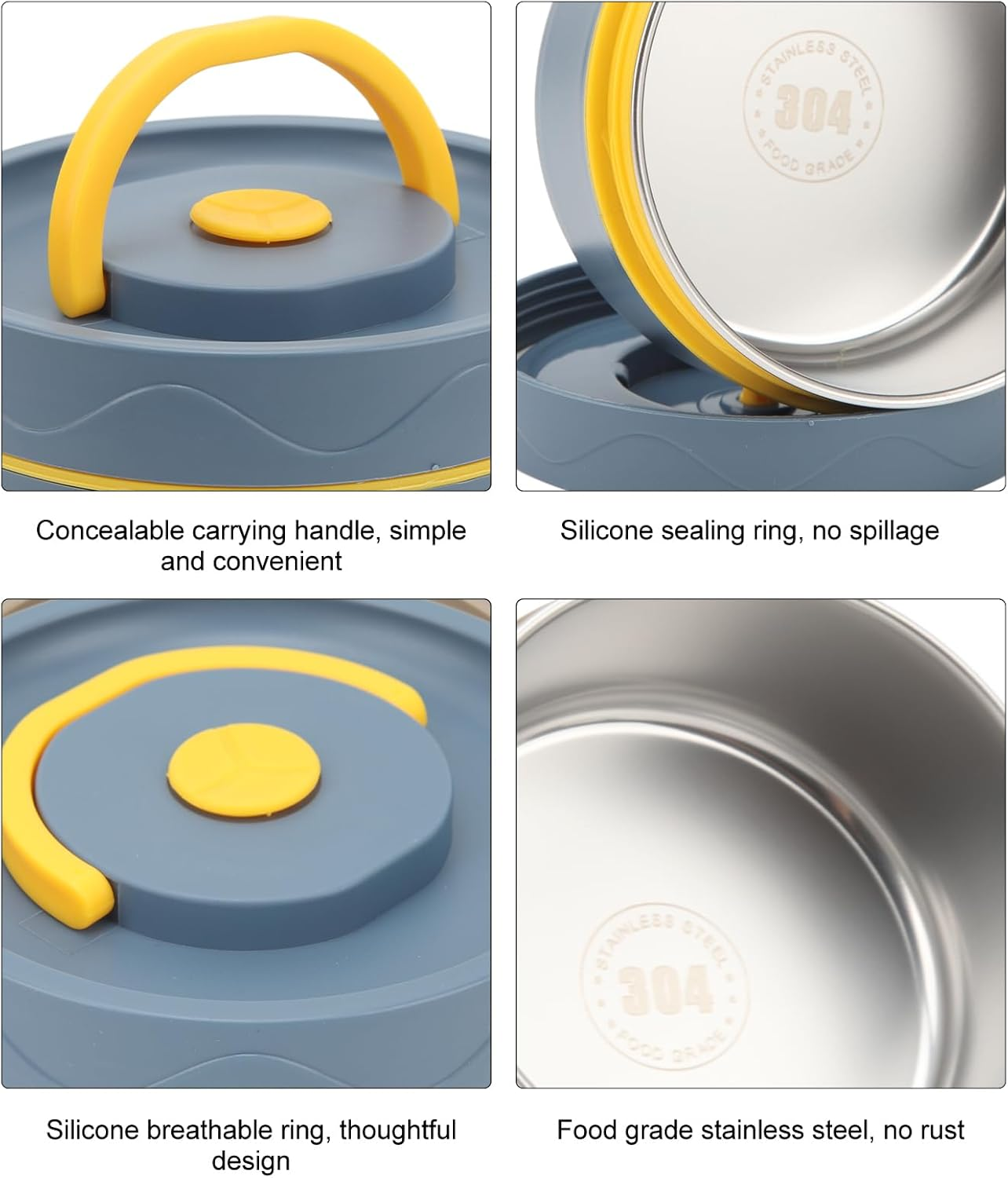 Insulated Food Container, 420Ml 304 Stainless Steel Double Layer Vacuum Insulated Food Jar, Wide Mouth Leak Proof Lunch Container for School Travel, Portable Food Bowl image number 6