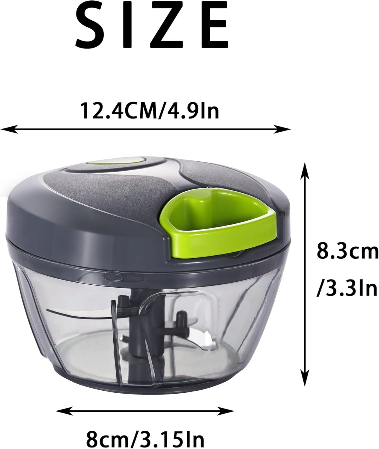 Ourokhome Manual Food Processor Vegetable Chopper, Portable Hand Pull String Garlic Mincer Onion Cutter for Veggies, Ginger, Fruits, Nuts, Herbs, Etc., 2 Cup, Grey. image number 3