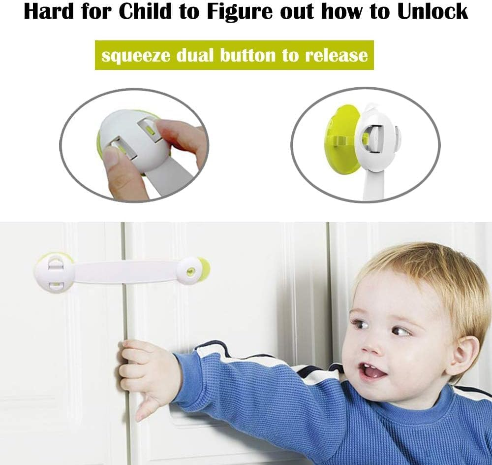 4 Packs Child Safety Cupboard Latch Stick on for Kitchen Self Adhesive Baby Proofing Latch Children Proof Locks for Door, Drawer, Closet, Refrigerator, Trash image number 5