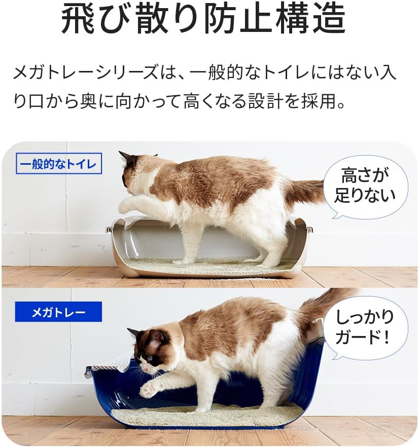 OFT Mega Tray, Main Unit for Cats, Gray, Large Toilet, Spacious Size, Splatter Proof Cover, Size (Approx.): Width 18.9 X Depth 25.6 X Height 11.2 Inches (48 X 65 X 28.5 Cm) image number 5