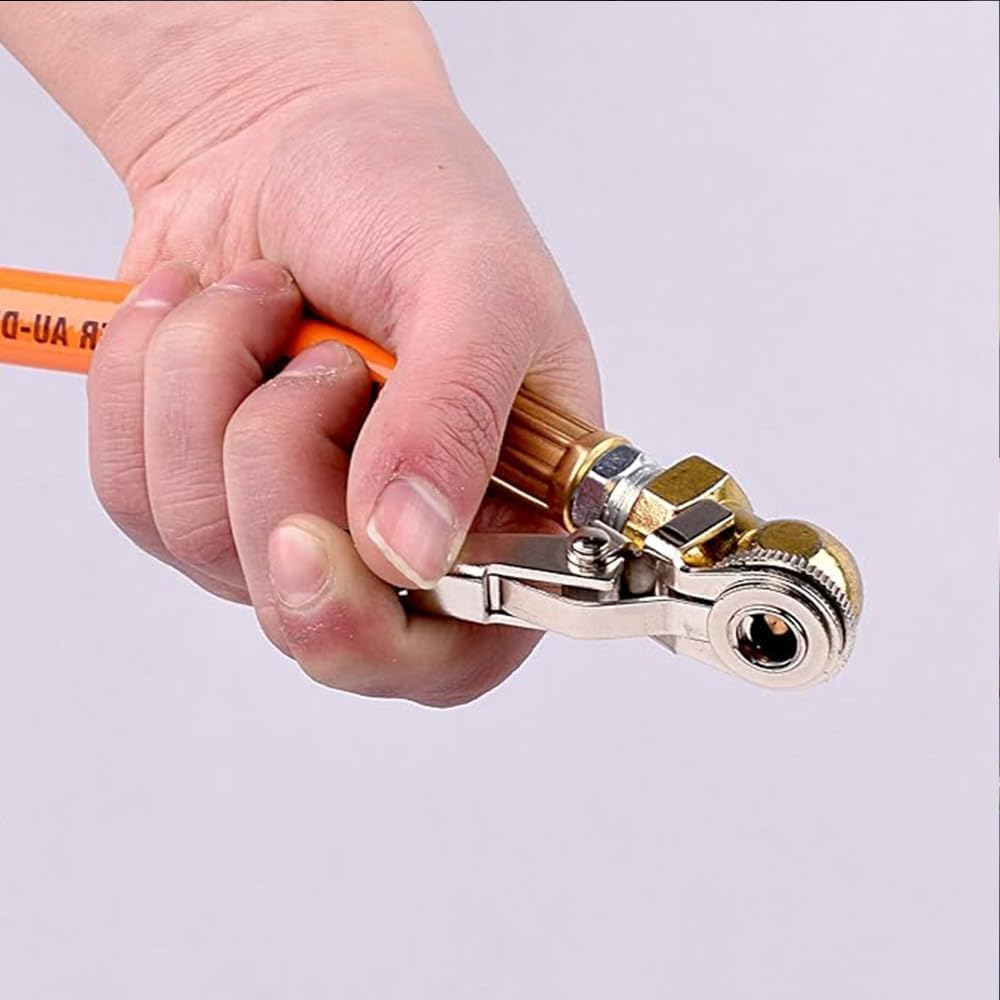 Air Chuck with Clip Tire Inflator Nozzle Adapter, Brass Ball Foot Tire Chuck 1/4" NPT for Truck, Car, RV, Auto