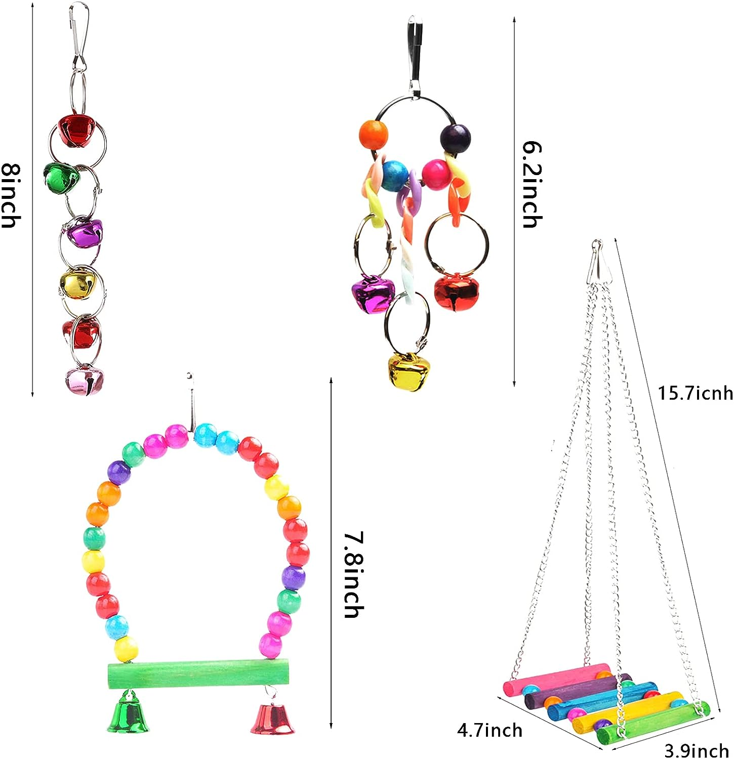 YBAONAN Bird Toys,Colorful Parrot Toys for Parakeets,8Pcs Hanging Parrot Toys Parakeet Toy for Small Bird Cockatiel,Love Birds, Finches image number 2