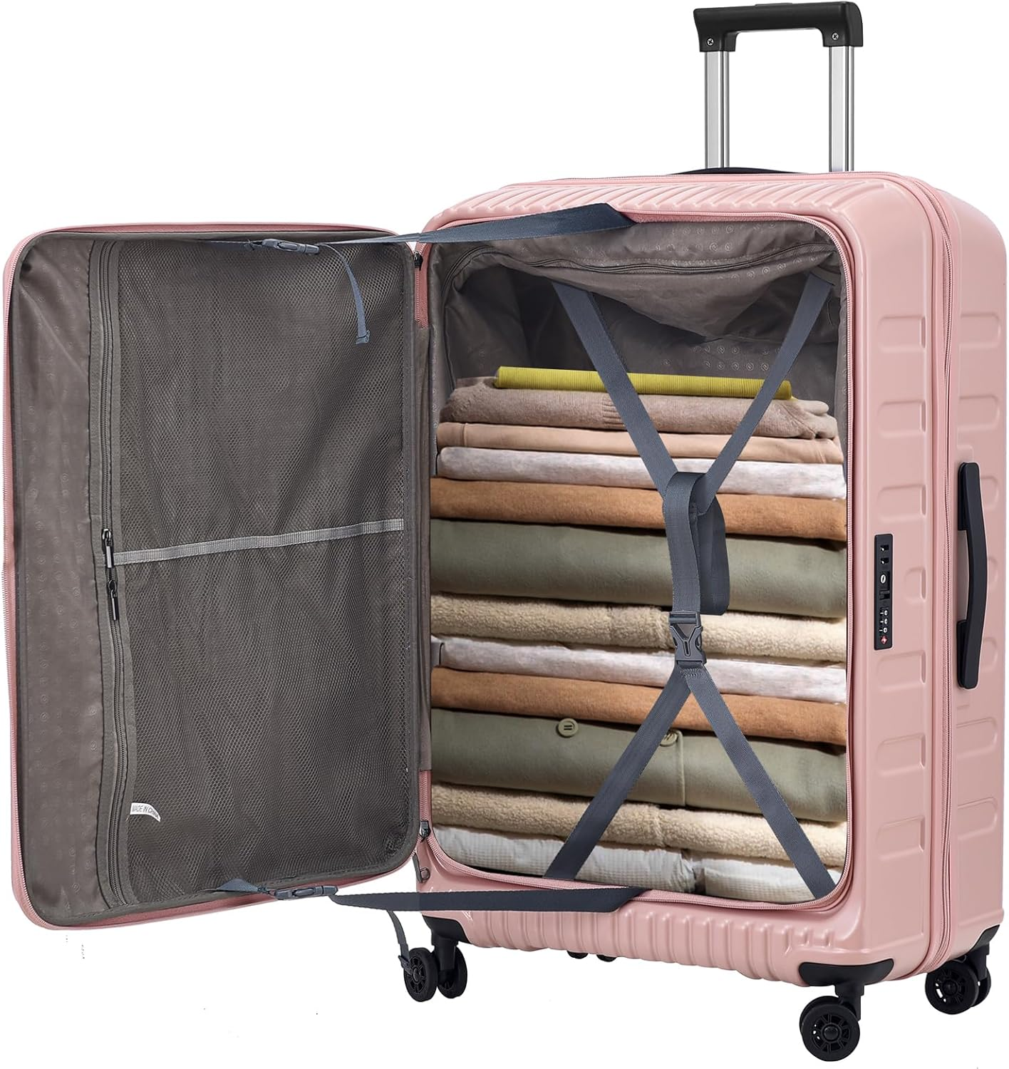 Kaleenie 29 Inch Luggage with Expansion & Side Opening Design, 50 * 31(35)*76Cm, 117L~133L Ligthweight ABS+PC Hardshell Checked Suitcase, TSA Lock & YKK Zipper with HINOMOTO 360&deg; Wheels, Pink, Pink,