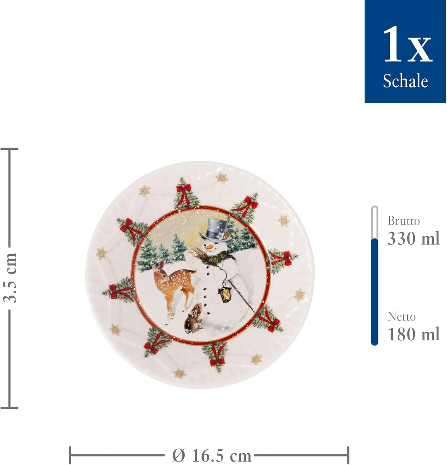 Villeroy & Boch - Toy'S Fantasy Small Porcelain Christmas Bowl, Serving Bowl with Snowman and Animals, Ceramic Bowl, Christmas Plate Deep image number 2