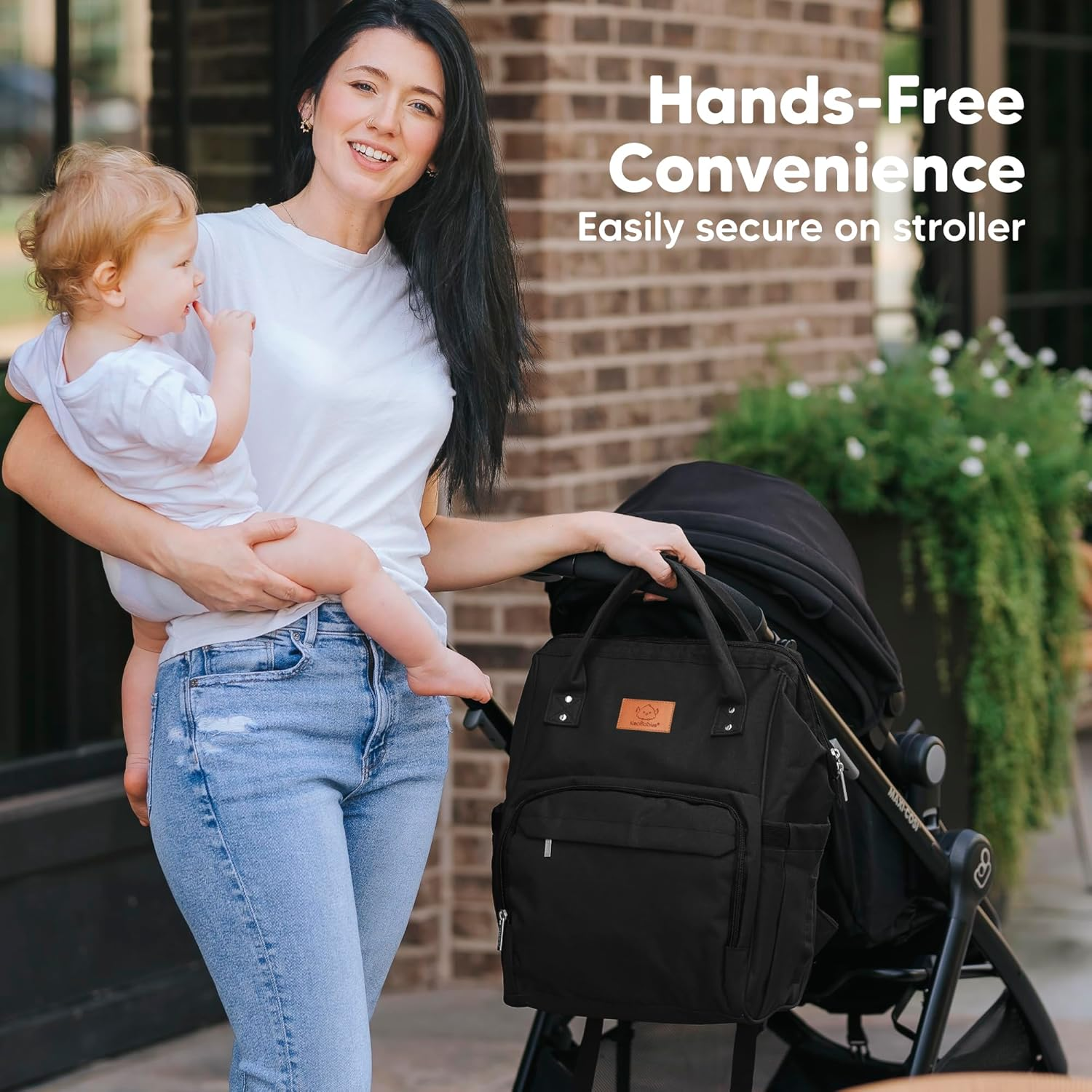 Keababies Nappy Changing Bag - Baby Diaper Bag Backpack with Changing Pad, Large Nappy Bag Backpack, Multi-Functional Waterproof Baby Bag for Mom and Dad, Stylish Travel Baby Backpack (Trendy Black)