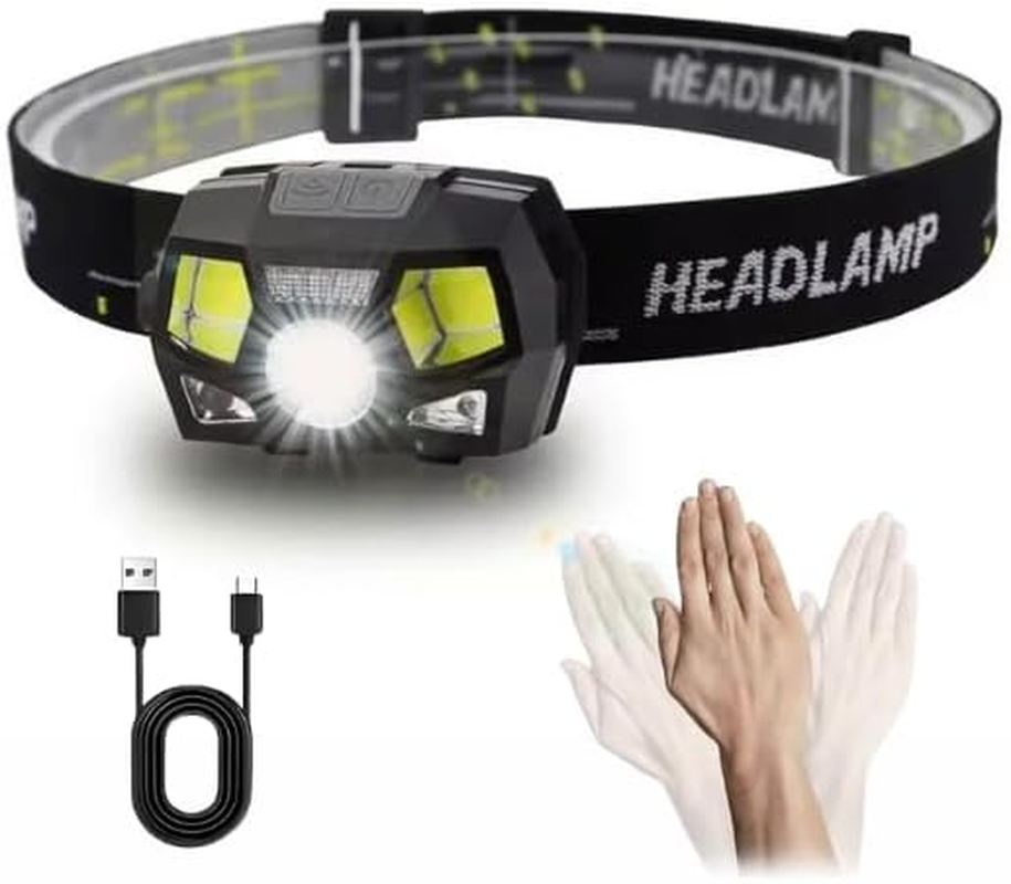 Headlamp Hagell USB Rechargeable 800 Lumens LED Headlamp Flashlight Red Light with Motion Sensor ABS Body IP65 Rating for Fishing Hiking Running