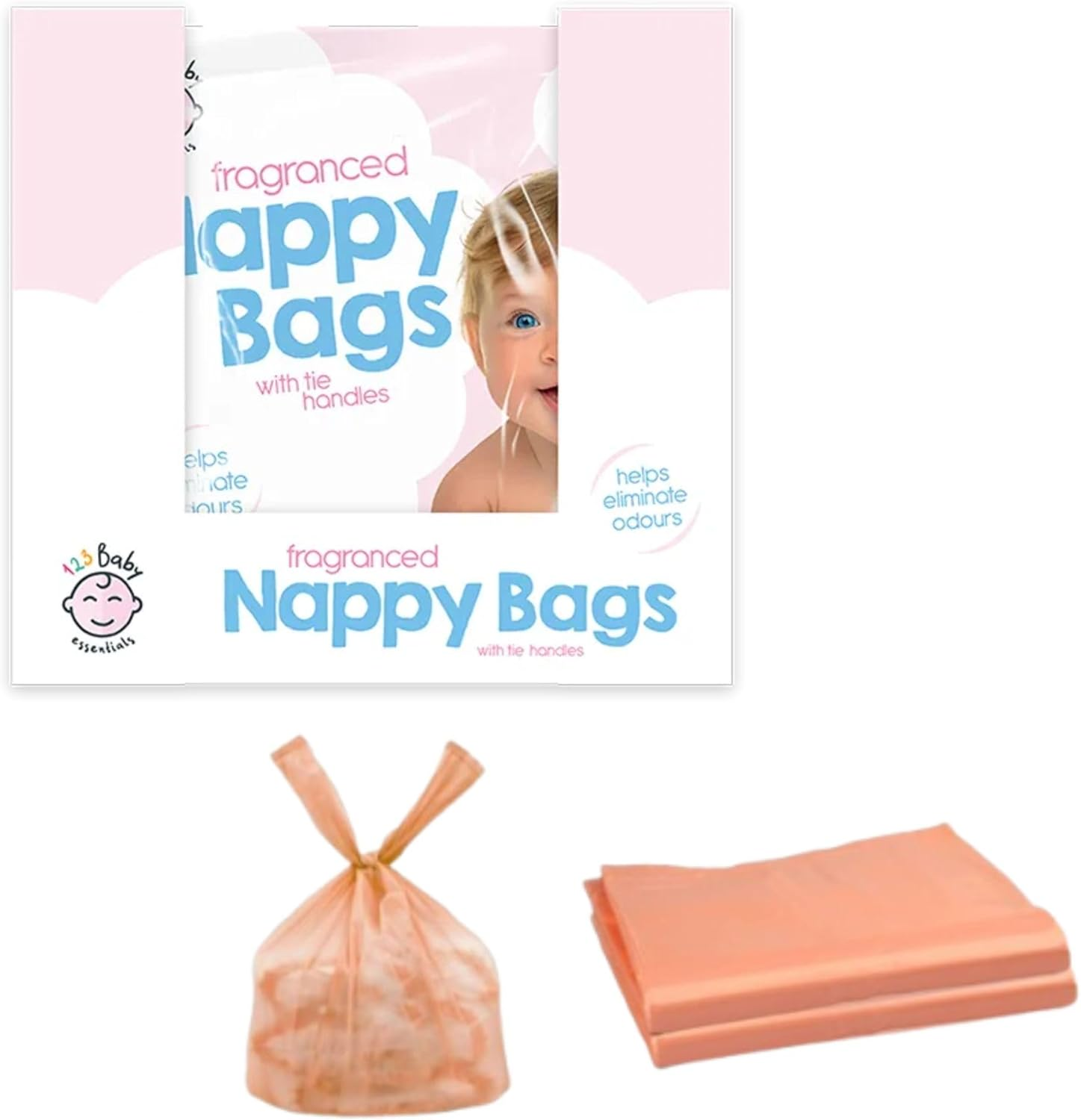 Fragranced Nappy Bags &ndash; 150 Pack | Disposable Scented Nappy Sacks with Handles | Odour Control Diaper Bags for Hygienic Waste Disposal | Large Size 31X28Cm &ndash; Ideal for Home & Travel Use image number 3