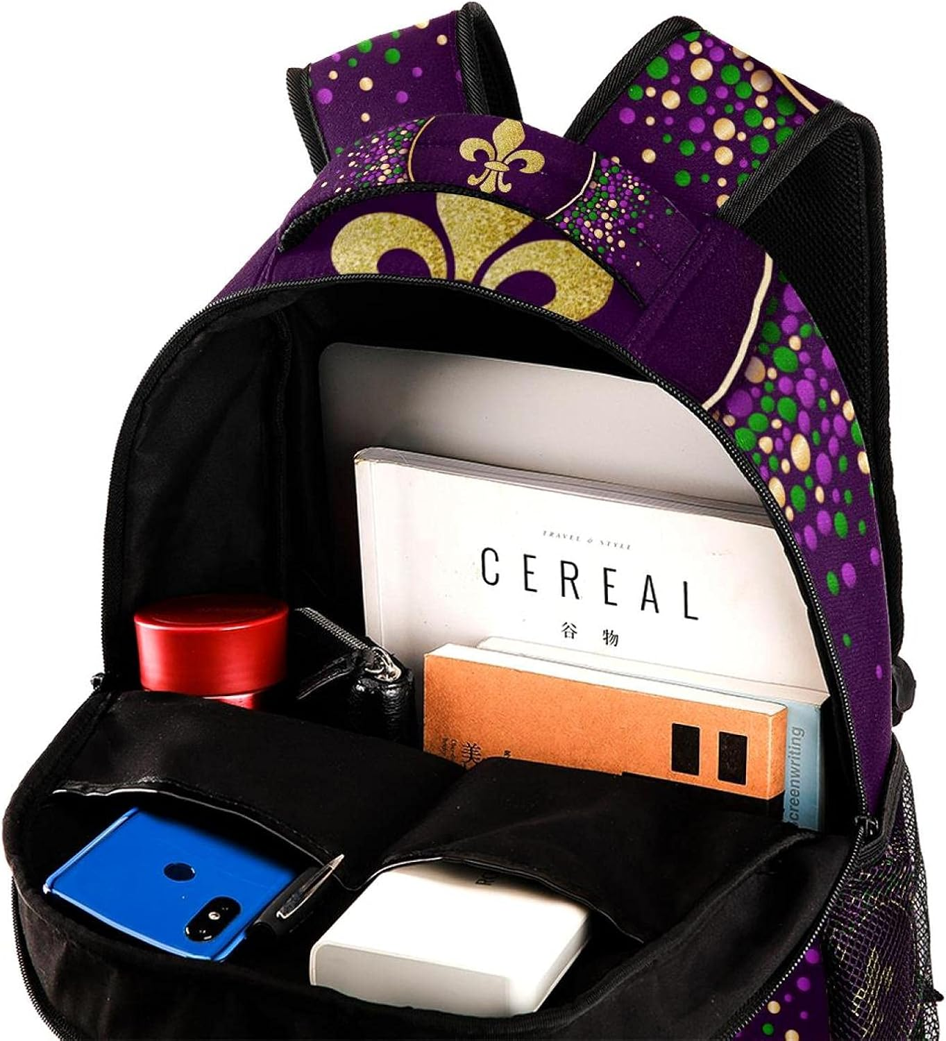 Mardi Gras Holiday Background Backpack Students Shoulder Bags Travel Bag College School Tote Backpacks image number 2