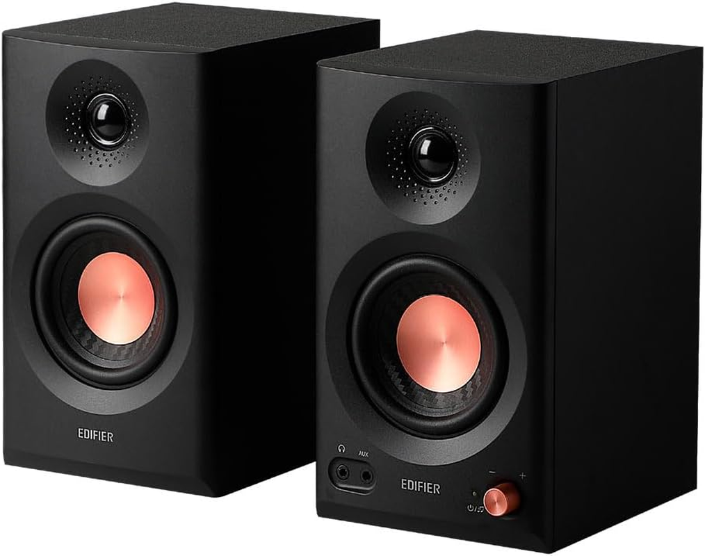 Edifier MR3 Speakers Bluetooth Powered Bookshelf Speaker for Studio Monitor/Computer PC/TV, Hi-Res Audio, Headphone Output, RCA AUX Balanced TRS Input