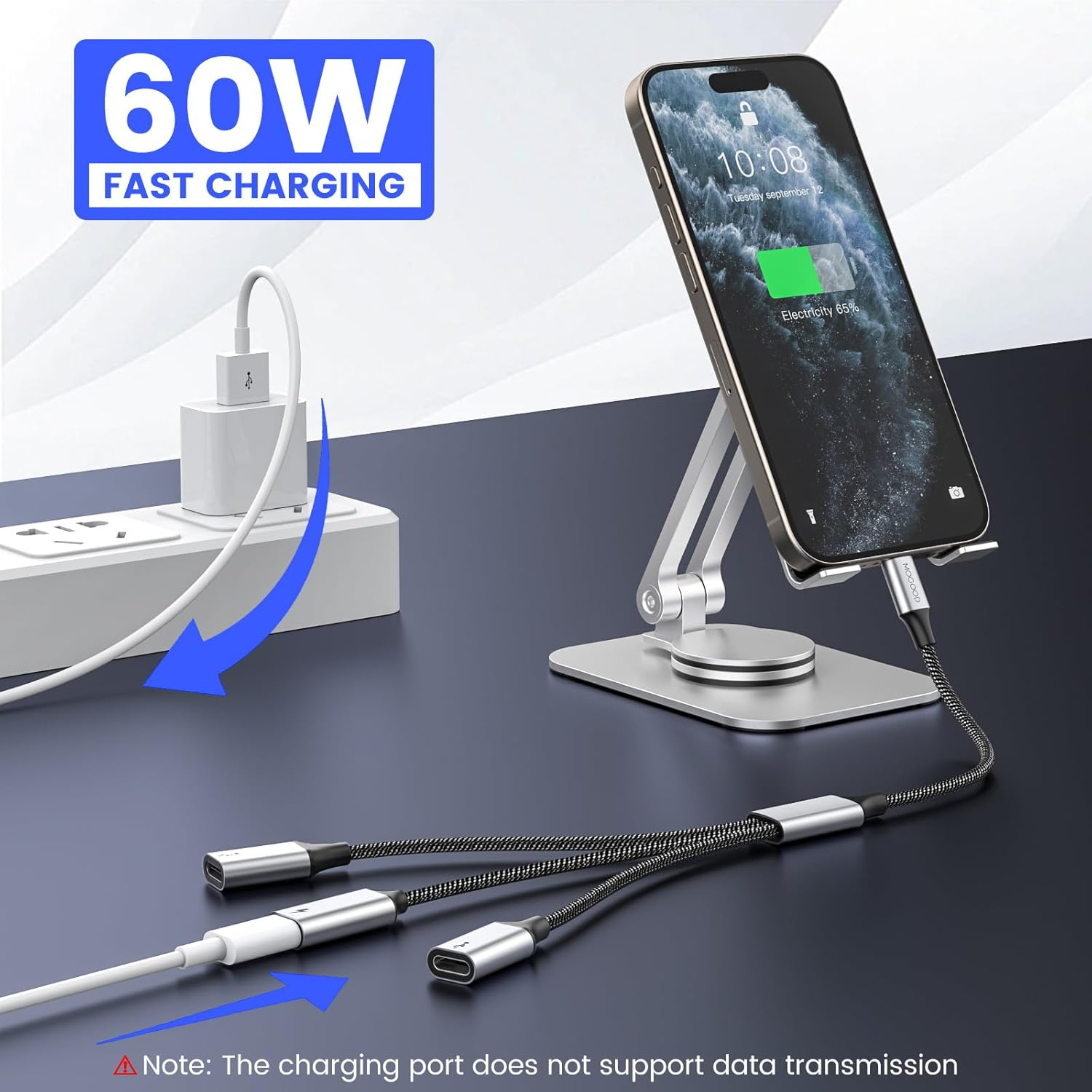 MOGOOD USB C Splitter, USB C to USB C Female Adapter, 3-In-1 Type C Data Transfer and 60W Fast Charging, USB C Male to 3 USB C Female Cord Converter for Iphone 15 Series Mac,Xbox One Series,Ps5,Laptop image number 6