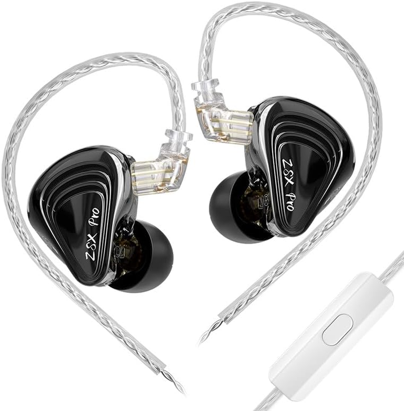 KZ ZSX PRO in Ear Monitor Headphones,5Ba+1Dd Hybrid Earbuds Hifi Bass Noise Isolation Earphones, Stereo Sound Comfortable Headphones for Audiophile, Musicians (No Mic, Black)