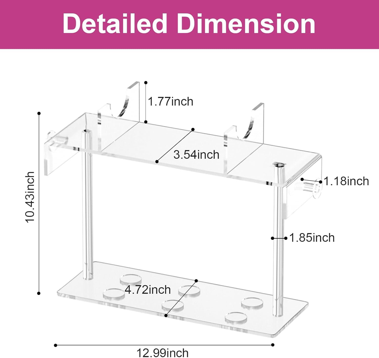 Yewink Airwrap Holder for Dyson - HQ Acrylic Hair Tool Storage Stand - Countertop Desktop Organizer for Dyson Styler and Accessories - Space-Saving Bathroom Beauty Holder image number 2