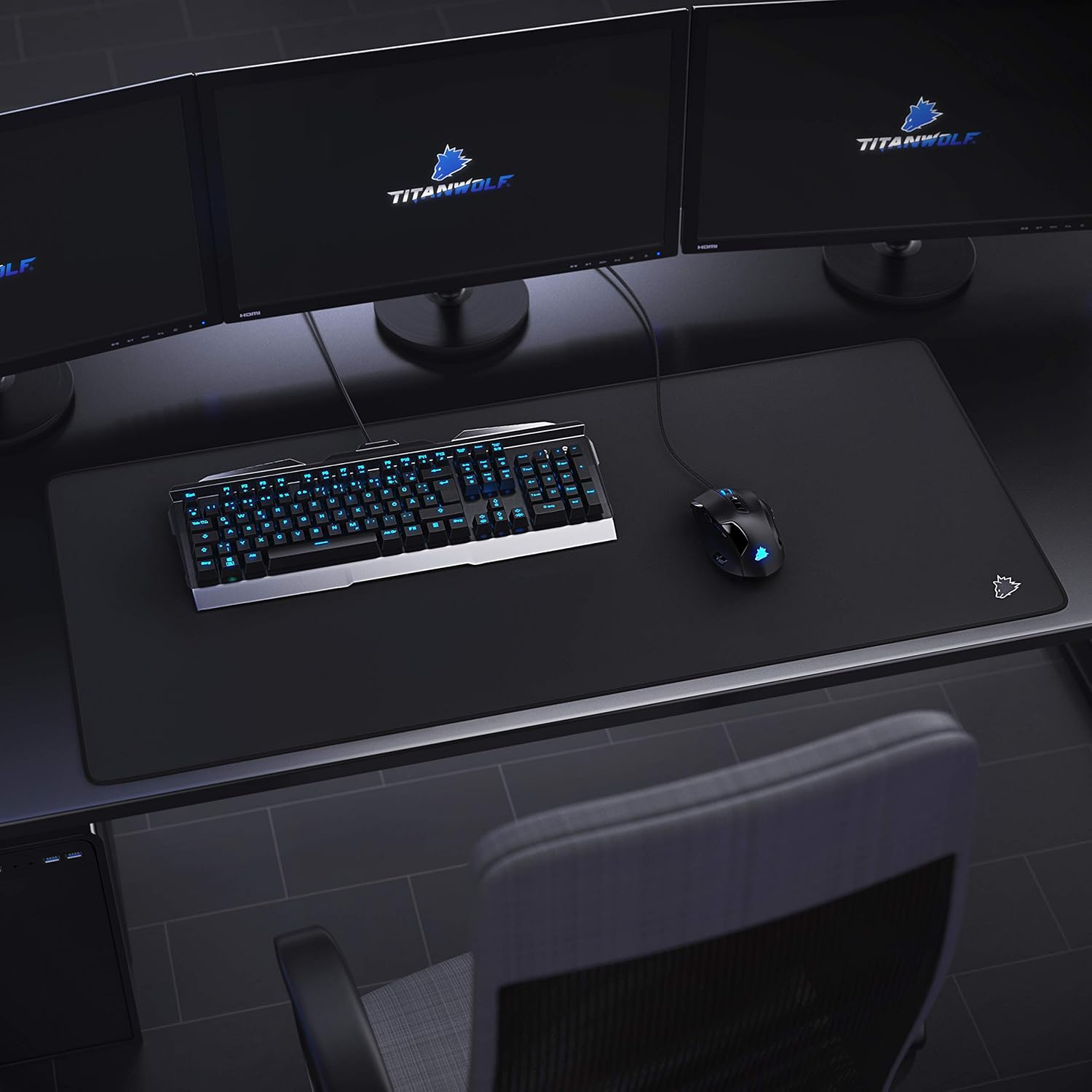 Csl-Computer XXL Speed Gaming Titanwolf Mouse Pad - Black 900 X 400 Mm - Large Table Base - Improves Accuracy and Speed, Size XXL Type 1 image number 2