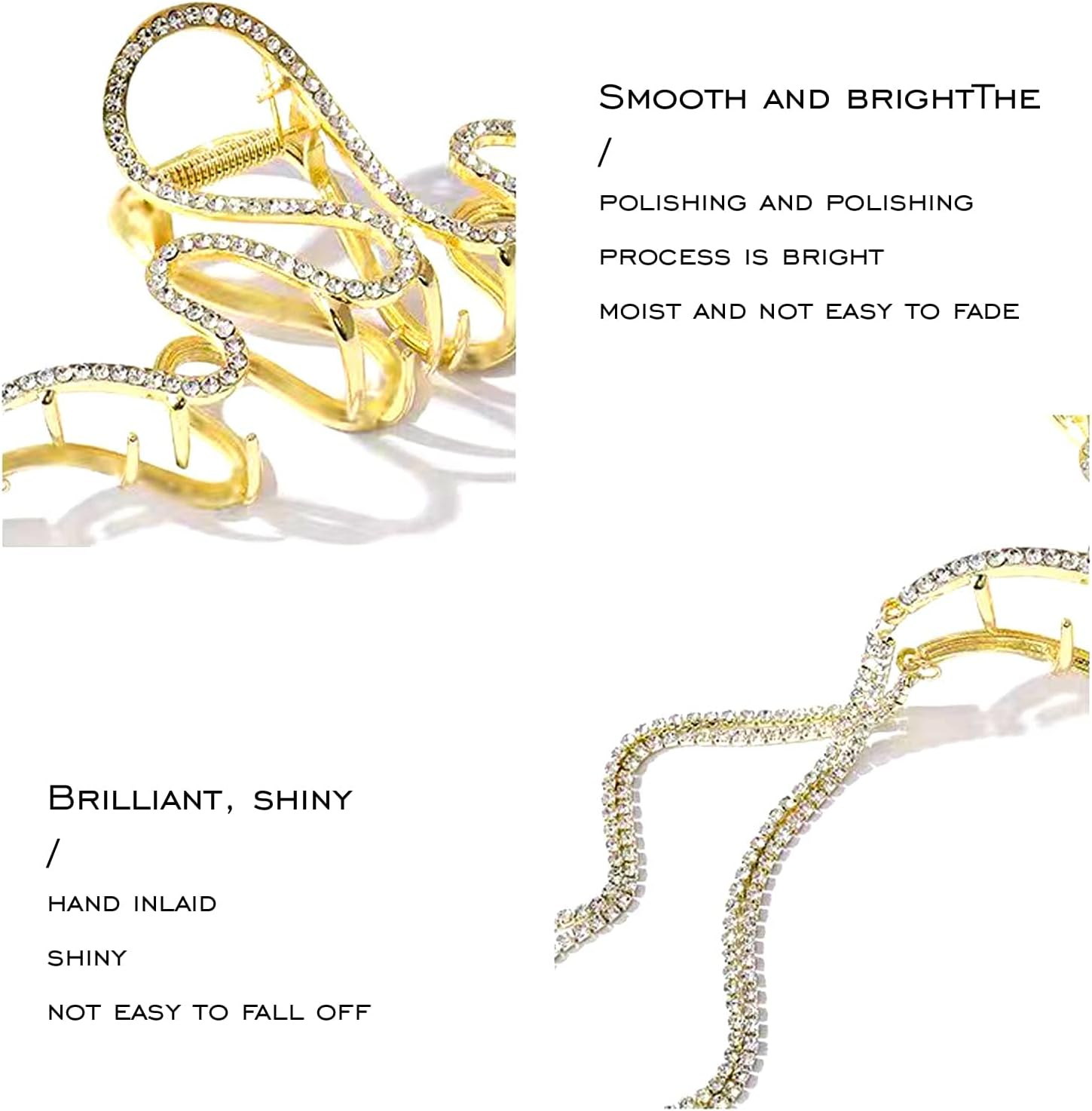 Hair Clips Rhinestone Tassel Hair Clip Large Thick Hair Hair Clips Ladies Large Metal Claw Clips Hair Accessories for Women Girls image number 3