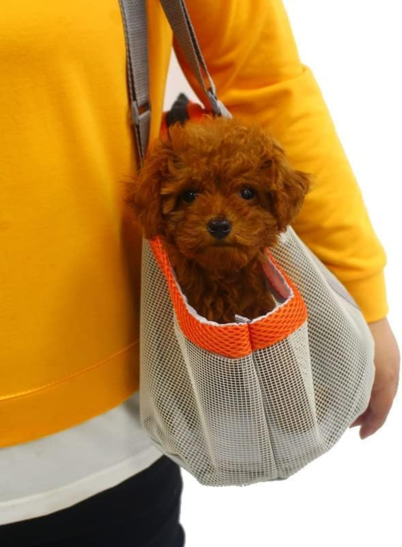 Coehaopike Large Capacity Pet Carrier&ndash;Breathable Mesh Portable Dog Bag, Adjustable Shoulder Strap, Safety Buckle, Foldable, Easy to Clean, 14.96X12.2In Inches(Gray Orange) image number 3