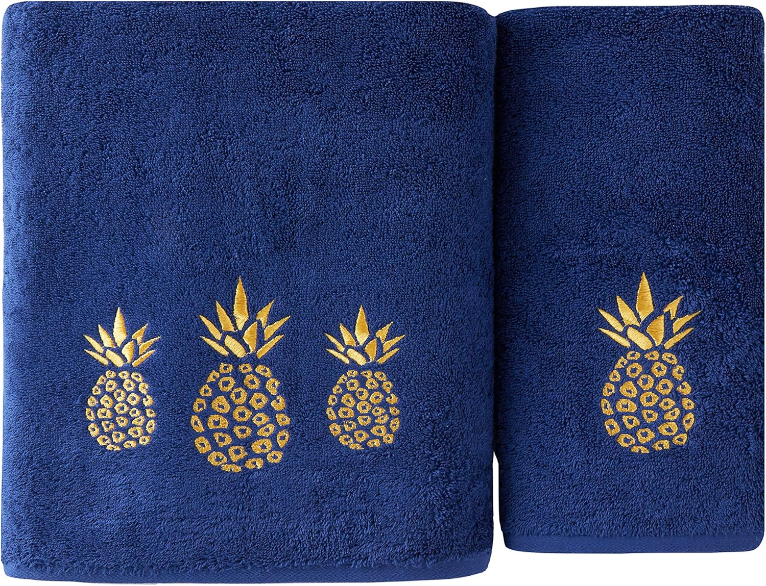 SKL Home by Saturday Knight Ltd. Gilded Pineapple Bath Towel, Navy image number 2