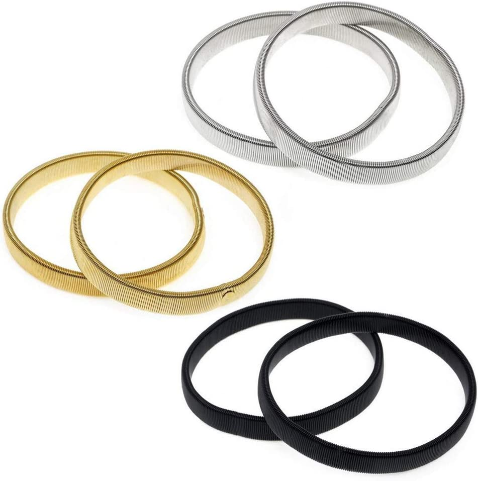 Lasenersm 6 Pieces (3 Pairs) Anti-Slip Shirt Sleeve Holders Arm Sleeve Garters Stretch Metal Armbands Arm Bands Elastic Armbands for Man Band Stretch Garters, Black Golden Silver image number 6