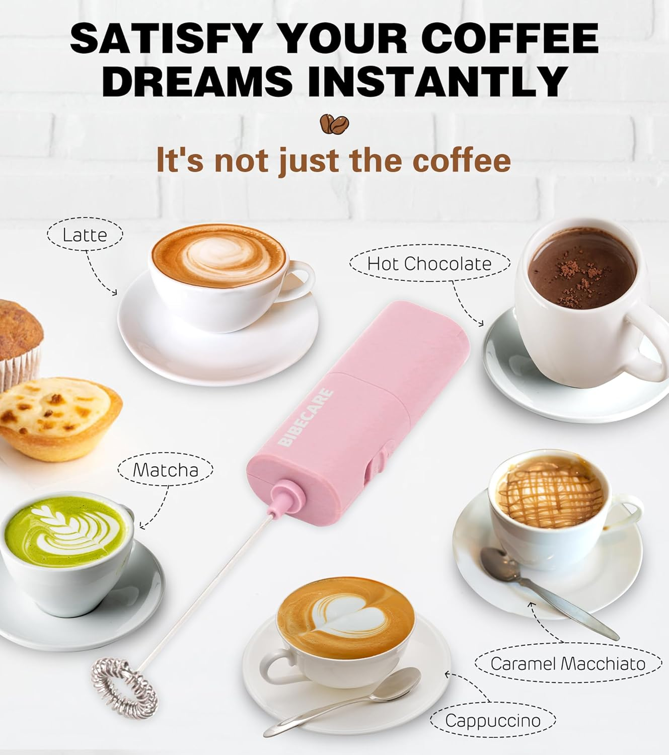 Milk Frother Handheld Powerful Mixer Mini Hand Blender for Perfect Lattes, Cappuccinos & More &ndash; Portable Frother Maker Stainless Steel Whisk image number 5