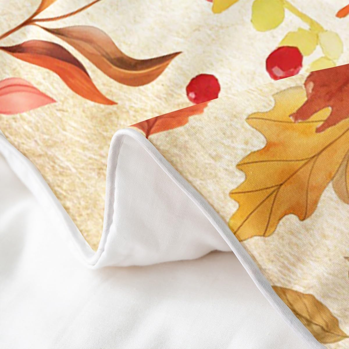 Homewish Aesthetic Watercolour Prints Pumpkin Cotton Duvet Cover for Children Boys Teenagers Maple Leaves Bed Linen 155 X 220 Cm Autumn Plants Flowers Leaves Nut Fruit Bedding Set Autumn Harvest Bed image number 5