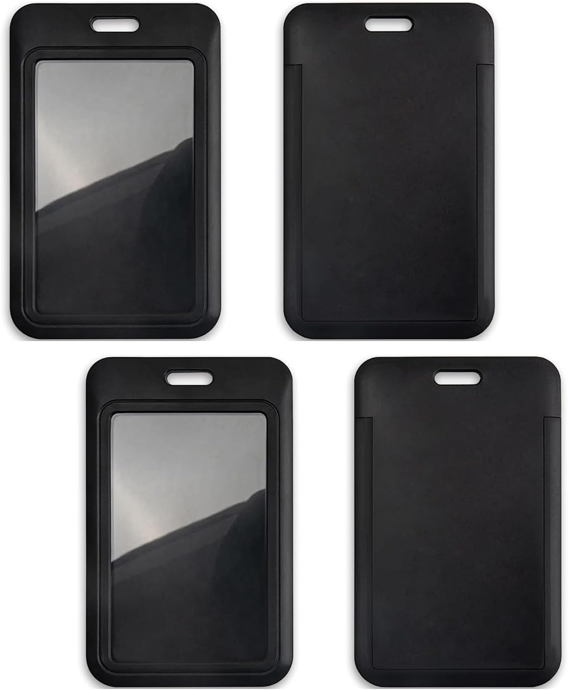 Yharnamite 4 Pcs Sliding ID Badge Holder with Clear Window ID Card Protector, Slide Open ID Card Case Vertical Work Badge Holder for Office, School, Credit Cards, Driver&rsquo;S Licenses and Passes (Green)