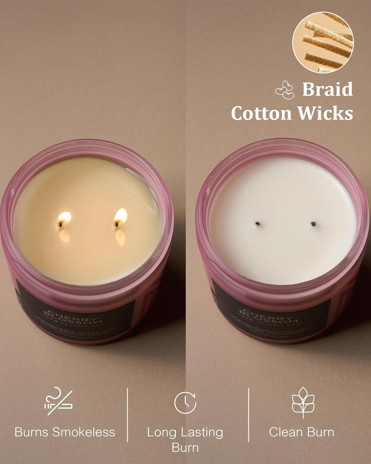 M&SENSE Cherry Blossom Scented Spring Candle, 70 Hours Long Lasting Soy Candles 11.6Oz, Stress Relief Aromatherapy Candles, Romanticcandle for Women, Glass Jar Candle Bedroom Decor