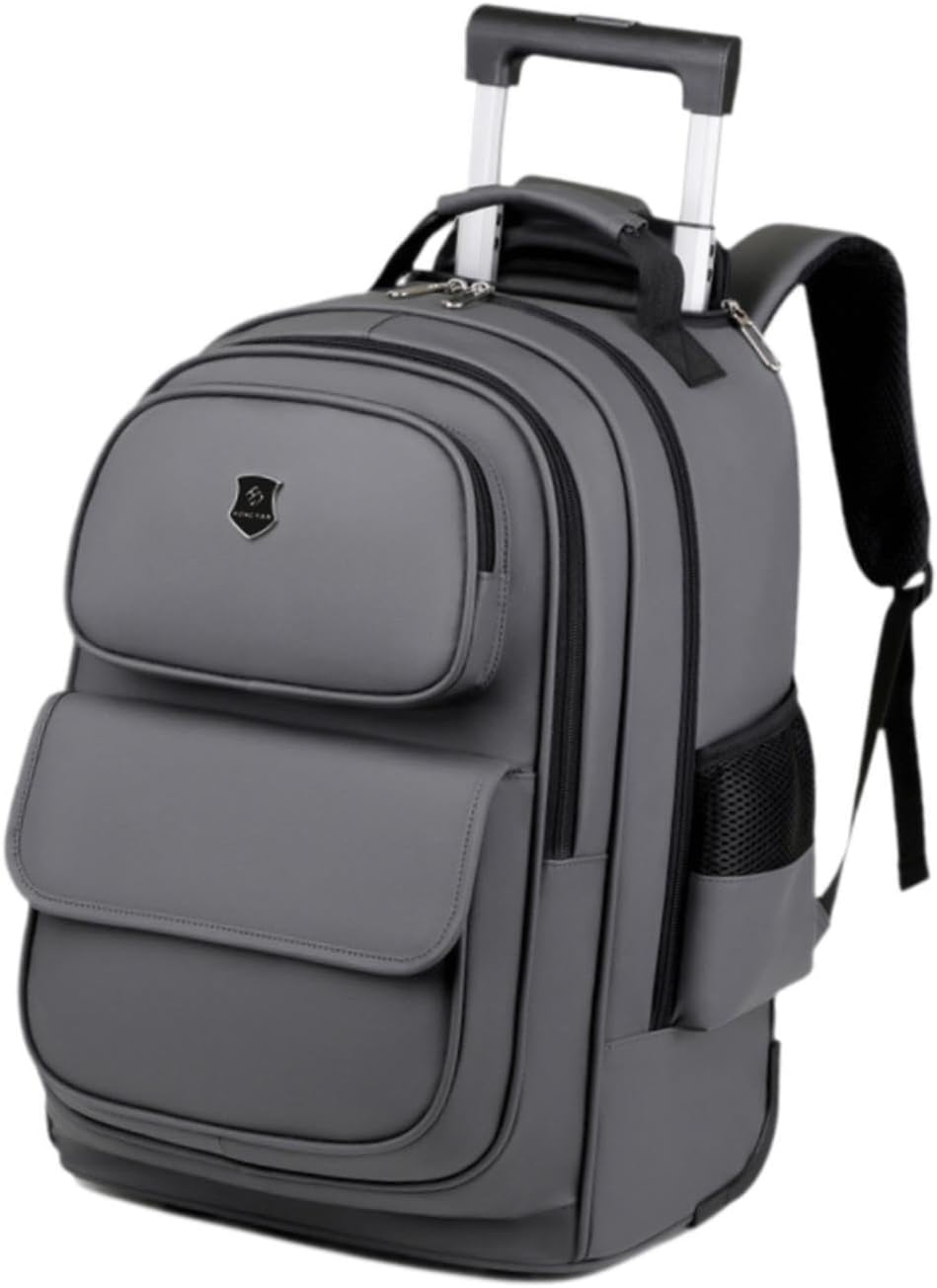 Magideal Laptop Backpack Suitcase with Wheels Oxford Cloth Rolling Laptop Briefcase Trolley Business Cabin Bag for Overnight Women Men