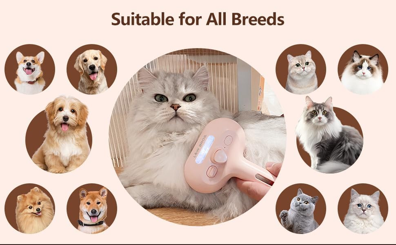 Pet Steam Brush and Nail Clippers for Dog & Cat - 3-In-1 Spray Comb with Waterless Shampoo - Sleek Ez Scissors for Shedding - Defur Brush for Long & Short Hair - Dog & Cat Nail Clippers with 2Mm & 4Mm Cutting Holes