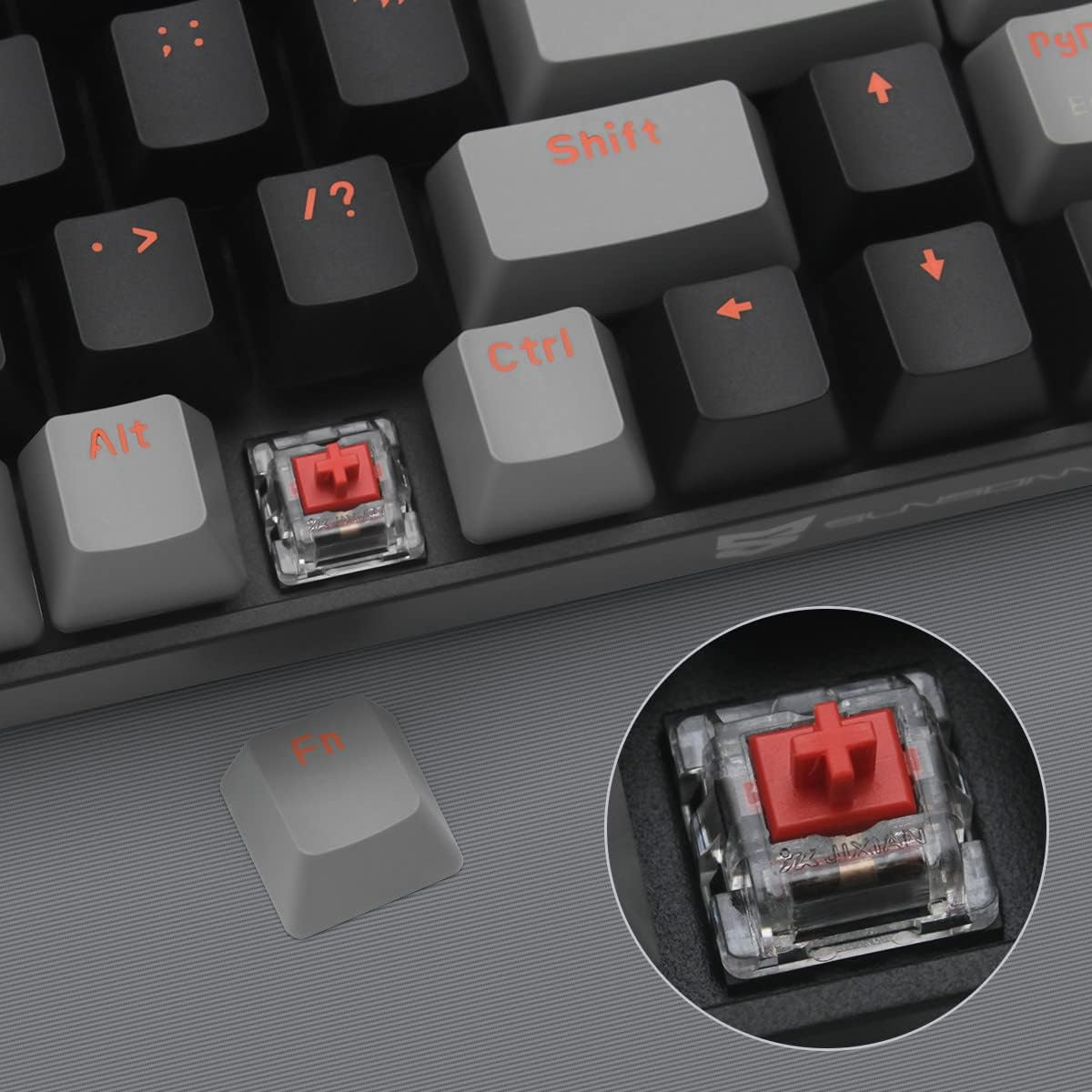 Qisan Mechanical Gaming Keyboard, Dual Mode 2.4G/BT Wireless, 60% Layout, US Layout, Red Switch, 68 Keys, Computer Keyboard, Gaming Pc, Wireless Gaming Keyboard