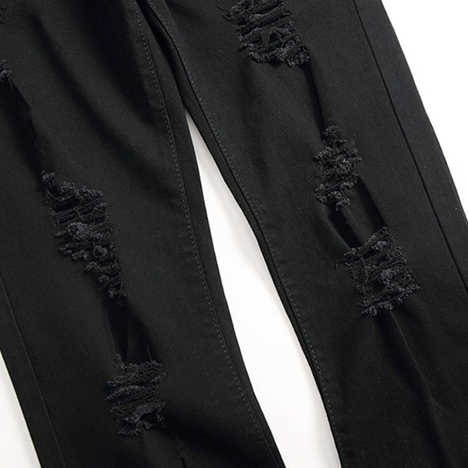 Qolkmuiy-Gj Men'S Straight Slim Fit Ripped Jeans Taper Skinny Stretch Denim Pants Fashion Design Streetwear Cowboy Pant image number 1