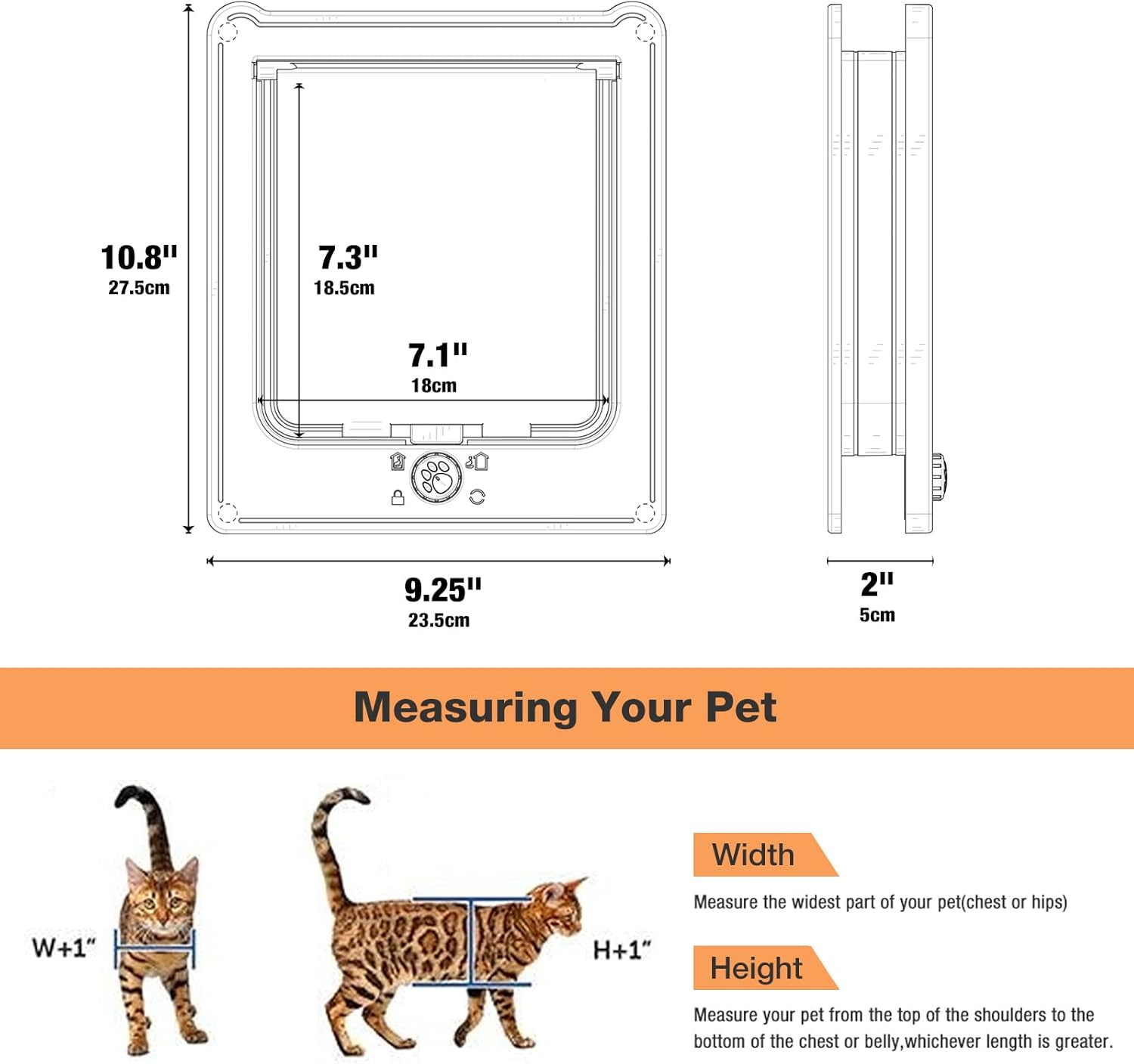 NAMSAN Cat Flap Cat Door with 4-Way Cat Flap Large Cats 27.5 X 23.5 Cm Cat Flap for Indoor Door Windproof Quiet Cat Door for Cats/Puppies, White image number 4