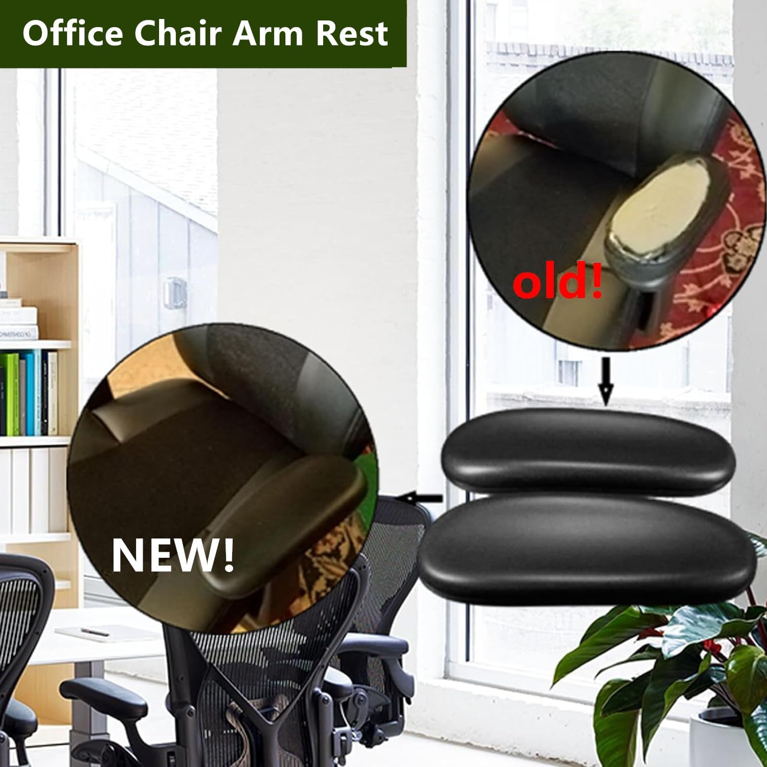 1 Pair Office Chair Armrest Replacement Pads, Universal Office Chair Arm Pads,10Inch, with Screws and Wrench （Black ）