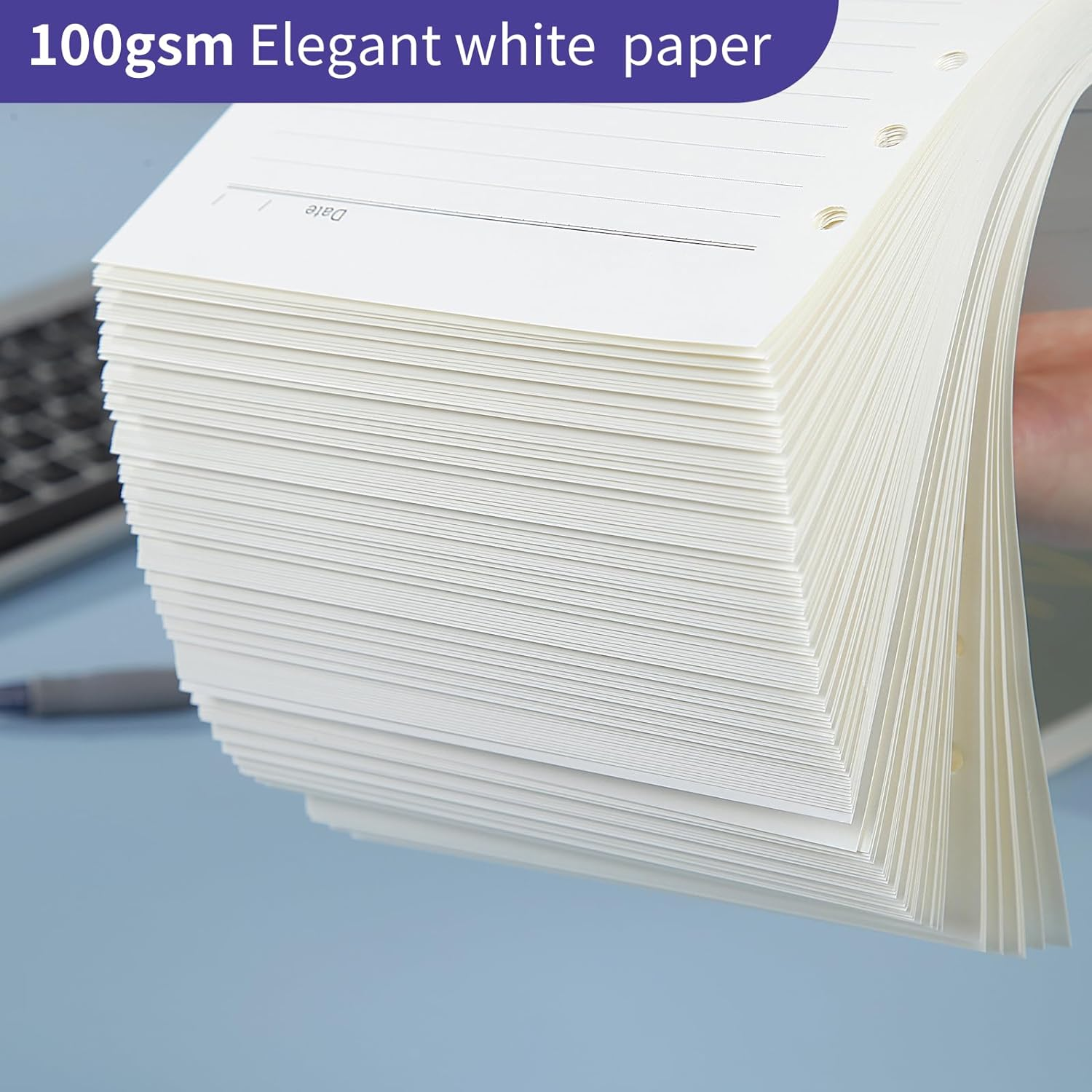 A5 Planner Inserts,Refill Lined Paper,A5 Filler Paper,Planner Insert,Notebook Journal Filler Paper,6 Hole Punched,Milky White,8.3X5.5In,100 Sheets/200 Pages,100Gs,6-Pack